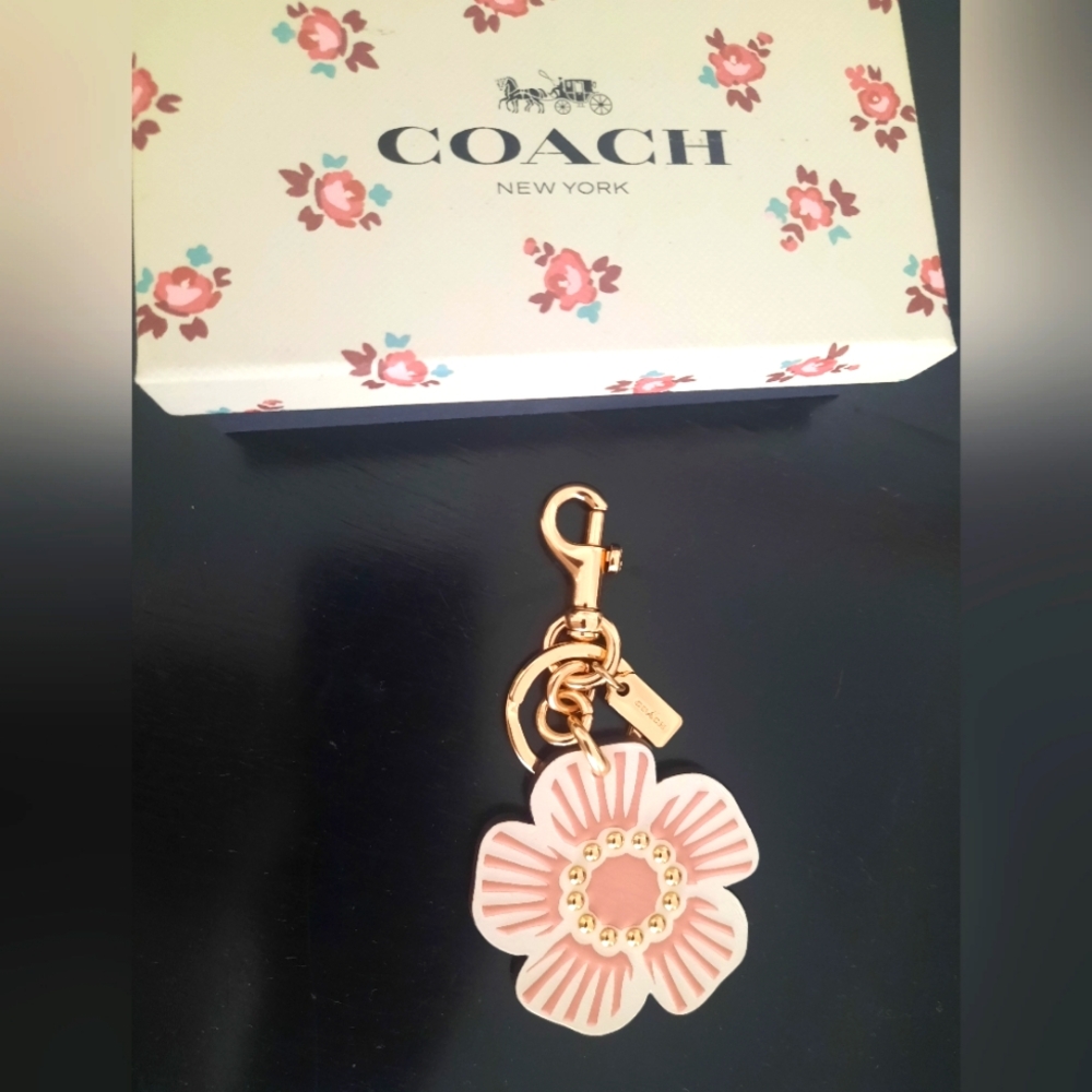 Coach Pink Flower Keychain